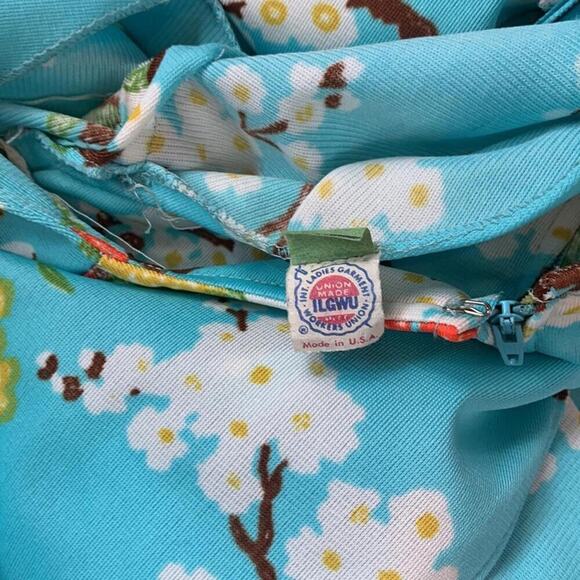 Vintage 70s Union flutter sleeve novelty print Japanese Geisha maxi dress, 10 - Picture 7 of 7